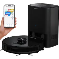 Auronic Robot Aspirateur - Avec fonction balayage - WiFi et App - Station de charge - Animaux domestiques - Robot balayeur - Navigation laser - Station de vidange automatique - Noir