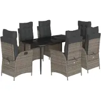 vidaXL Ensemble de jardin 7 pièces avec coussins Gris Poly rotin