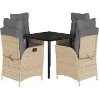 vidaXL Salon de jardin 5 pièces avec coussins Mélange beige Poly rotin