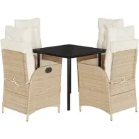 vidaXL Salon de jardin 5 pièces avec coussins Beige Poly Rattan