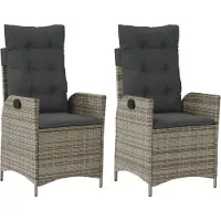 vidaXL Fauteuil de jardin avec coussin 2 pcs. Réglable Gris Poly Rattan