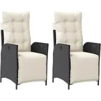 vidaXL Fauteuil de jardin avec repose-pieds 2 pcs. Réglable Noir Poly Rattan