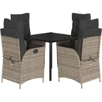 vidaXL Ensemble de jardin 5 pièces avec coussins Gris Poly rotin