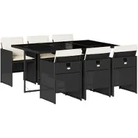 vidaXL Ensemble de jardin 7 pièces avec coussins Noir Poly Rattan