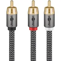 Goobay Câble RCA en Y, 3 m, Sharkskin Grey (3 m, Câbles Cinch)