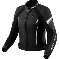 REV'IT! Xena 4, veste en cuir perforé femmes ,Noir/Blanc ,44