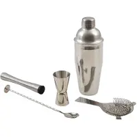 Point-Virgule cocktailset - Cobbler shaker, cocktailmaatje, stamper, barlepel en cocktailzeef