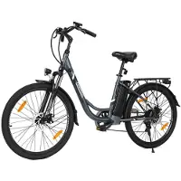Touroll Vélo électrique Breezi B1 250 W, autonomie de 90 km, transmission Shimano 7 vitesses, fourche suspendue de 100 mm, 25 km/h, cadre à enjambemen