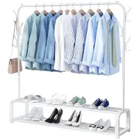 Avalo Portant à vêtements - - Métal - 110x33x150 CM - Dressing / Vestiaire de chambre - Rangement pour chaussures - Blanc