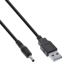 InLine Connecteur USB A - DC (3 m), Câble d'alimentation, Noir