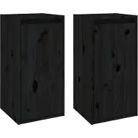 vidaXL Armoires murales 2 pcs Noir 30x30x60 cm Bois de pin massif