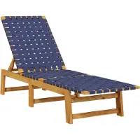 vidaXL Bain de soleil bleu foncé bois massif acacia et tissu