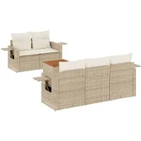 vidaXL Ensemble de salon de jardin 6 pièces avec coussins Beige Poly Rattan