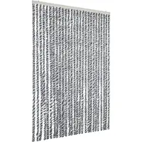 vidaXL Rideau anti-mouches gris, noir et blanc 118x220 cm chenille