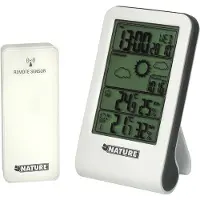 Nature Station météo numérique H14x8,5x3 cm Blanc Baromètre Hygromètre, Station météo, Blanc