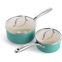 GreenChef Set de casseroles et poêles 4 pièces, Poêle + casserole, Bleu