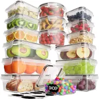 Strex Récipients de conservation - avec couvercle - plastique - Ensemble de 18 pièces - Transparent