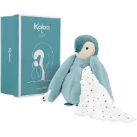 Kaloo Doudou pingouin vert avec son écharpe à bisous - Doudou peluche