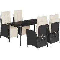 vidaXL Ensemble de jardin 5 pièces avec coussins Noir Poly Rattan