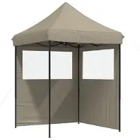 vidaXL Tente de réception pliable Pop-Up avec 2 parties latérales Taupe