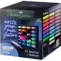 Faber-Castell 254602 Metallic & Neon Precision Chisel Tip Pastel Felt Pen 24 Units Multicolore Enfants