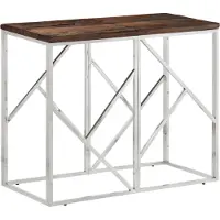 vidaXL Table console argenté acier inoxydable et bois de mélèze massif