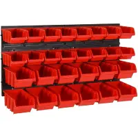 vidaXL Ensemble d'étagères d'atelier 30 pcs Rouge et noir 77x39 cm PP
