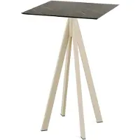 Essentials Infinity - Table de bar avec structure couleur sable + plateau HPL effet marbre Midnight 70x70 cm, 1 pièce