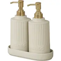 Wenko Ensemble de distributeurs de savon et de liquide vaisselle Heidi, couleur crème - 2 x 550 ml - Céramique