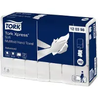 Tork Essuie-mains Multifold Xpress 120389, 2 plis, système d'essuie-mains Multifold H2, L 260 x l 210 mm, 21 paquets de 180 (3780 essuie-mains), blanc