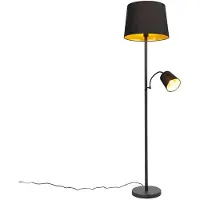 QAZQA Lampadaire intelligent noir avec or, avec Wifi A60 et E14 - Retro