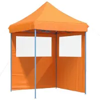 vidaXL Tente de réception pliable Pop-Up avec 2 parties latérales Orange