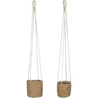 Mica Decorations Panier à plantes Atlantique - Lot de 2 - H16 x Ø16 cm - Marron clair