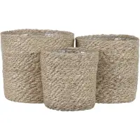 Mica Decorations 3 Cache-Pots En Jute Crème H16