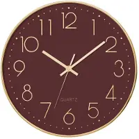 Atmosphera Horloge murale de chambre à coucher avec mécanisme silencieux, rouge, Ø 30 cm
