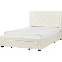 Beliani Lit capitonné beige clair tissu velours 3 tiroirs sommier à lattes 140x200 cm avec tête de lit haute style Chesterfield boutonné Glamour chambre à coucher