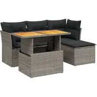 vidaXL Ensemble de salon de jardin 6 pièces avec coussins Gris Poly rotin