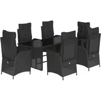 vidaXL Ensemble de jardin 7 pièces avec coussins Noir Poly Rattan