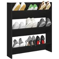 vidaXL Armoire à chaussures murale noir 80x18x90 cm bois d'ingénierie