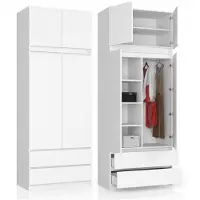 Akord Armoire Surmeuble 2 Portes 2 Tiroirs Blanc 90X51X234