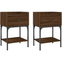 vidaXL Tables de chevet 2pcs chêne brun 40,5x31x60cm bois d’ingénierie