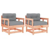vidaXL Chaises de jardin avec coussins lot de 2 bois massif douglas