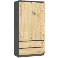 Akord Armoire Gris Graphite/Chêne Artisan 90X51X180