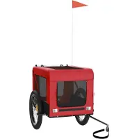 vidaXL Remorque pour vélo Chiens Rouge et Noir Tissu Oxford & Fer