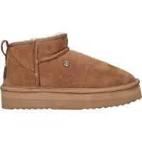 Warmbat Durack Plateau Enkellaarsjes Plat - Cognac - Maat 42