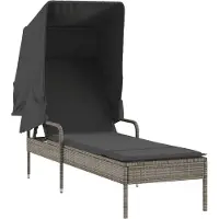 vidaXL Bain de soleil avec toit Gris Poly rotin