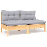 vidaXL Canapé de jardin 2 places avec coussins gris pin massif