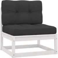 vidaXL Canapé central de jardin avec coussin anthracite blanc pin massif