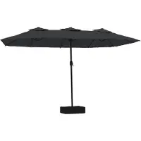 vidaXL Double parasol noir 449x265 cm