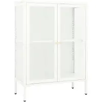 vidaXL Sideboard Blanc 75x35x105 cm Acier et verre